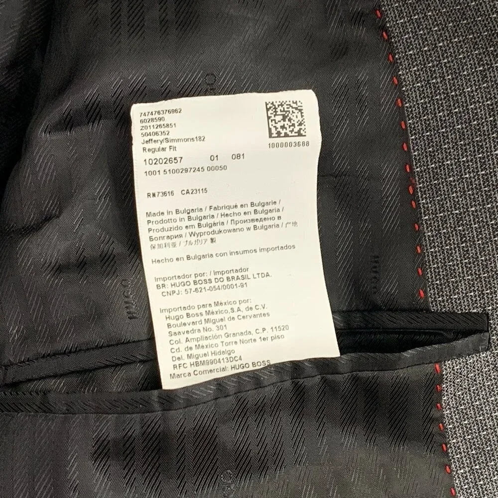 Boss Hugo Blazer Jacket Mens 40 R Jefferey Simmons182 Lanificio Di Tollegno Gray